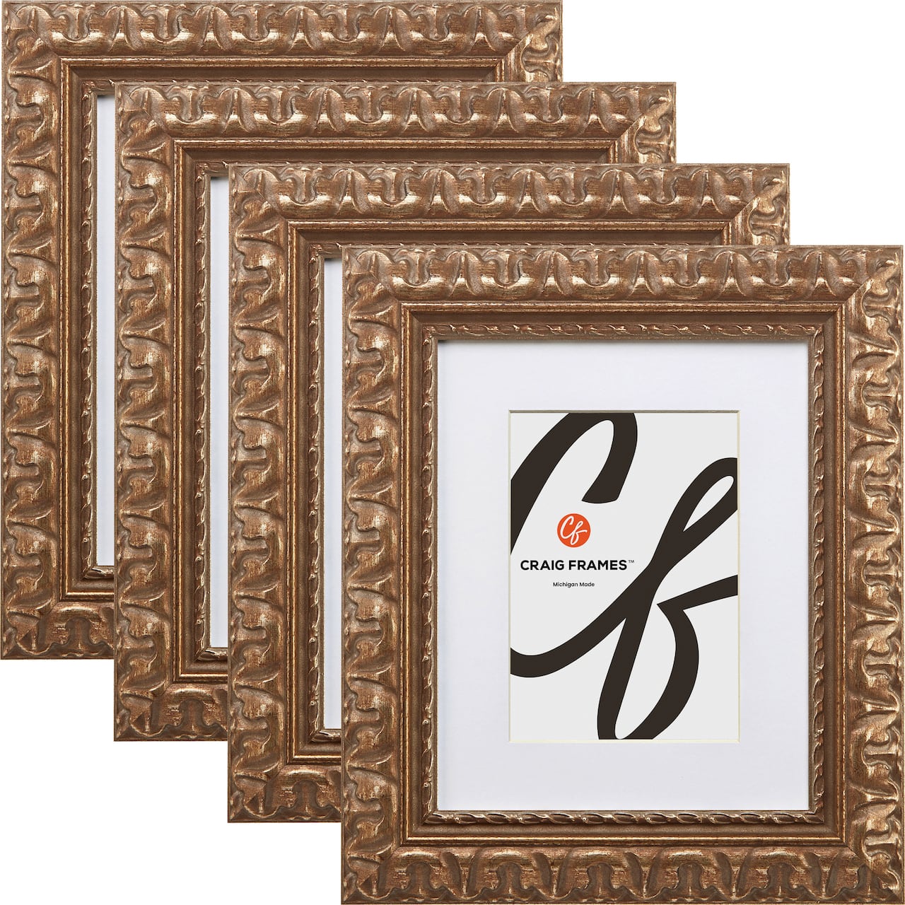 Craig Frames 4 Pack Bravada Ornate Bronze Picture Frame with Mat